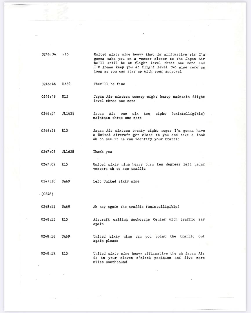 FAA Memorandum Japan Flight JAL 1628, Captain Kenji Terauchi. November 17 1986